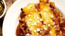 Cheese enchiladas with chili gravy