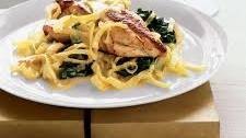 Chicken Breasts with Spinach, Leek and Saffron Sauce