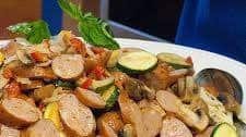 Chicken Sausage Oven-Roasted Pasta Primavera