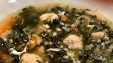 Chicken Soup with Escarole, Spinach & tiny meatballs