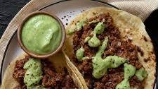 Chipotle Ground Bison Tacos with Creamy Jalapeño Sauce