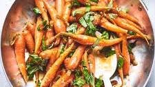 Cranberry and orange glazed carrots with basil