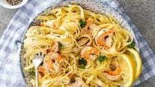 Creamy lemon garlic shrimp pasta