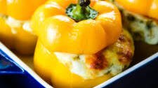 Creamy Rice and Mushroom Stuffed Bell Peppers