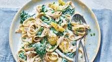 Creamy smoked fish and spinach tagliatelle