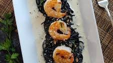 Creamy Squid Ink Pasta with Shrimp