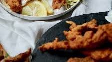 Creole Fried Catfish Tacos with Black-Eyed Pea, Corn, and Avocado Chutney and Fried Pickled Okra