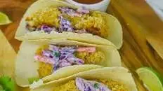 Crispy Fish Tacos with Sweet & Spicy Slaw