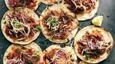 Crispy Pork Tacos with Red Chile Salsa