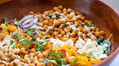 Crunchy Chickpea Salad with Tahini Dressing