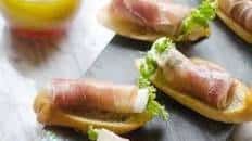 Curly Endive, Prosciutto and Mozzarella on Bruschetta