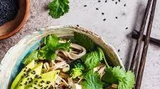 Easy Asian Noodle Bowl with Avocado and Baked Tofu