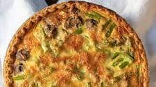 Easy Quiche with Asparagus, Mushroom, and Cheddar