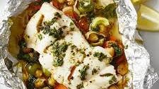 Foil-Packet Fish with Lemony Herb Sauce