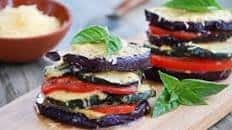 Grilled Eggplant, Zucchini and Gouda Stacks