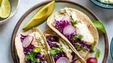 Grilled Fish Tacos with Avocado-Cilantro Sauce