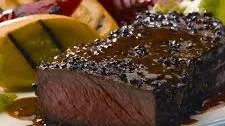 Grilled NY Strip Steak with Peppercorn and Heinz 57
