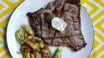 Grilled Porterhouse Steaks with Garlic Herb Compound Butter