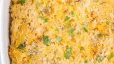 Healthy Buffalo Chicken Spaghetti Squash Casserole