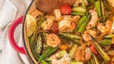 Healthy Cajun-Style Charred Okra and Shrimp