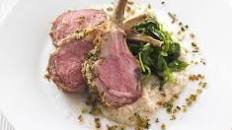 Herb-crusted rack of lamb with white bean purée