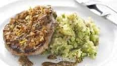 Honey mustard lamb with crushed potatoes