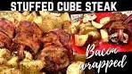 How to Make Bacon Wrapped Stuffed Cube Steak and Potatoes!