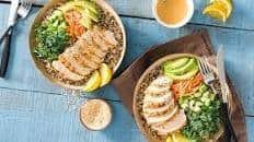 Kale and Quinoa Salad Bowl with Grilled Chicken