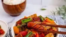 Korean Sausage Stir fry (Sausage Yachae Bokkeum)