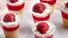 Layered Strawberry Shortcake Jello Shots