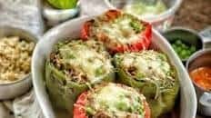 Light Italian Rice Ball Inspired Stuffed Peppers