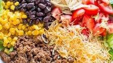 Loaded Beef Taco Salad with Creamy Lime Cilantro Dressing