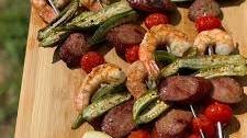 Lowcountry Okra and Shrimp Kebabs
