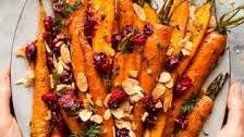 Maple roasted carrots with cranberries