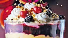 Meringue, madeleine and winter berry trifle