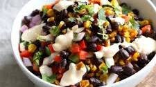 Mexican Street Corn Salad with Black Beans and Chipotle Mayo. Elote Bean Salad