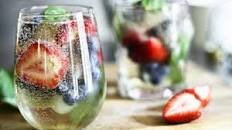 Mixed Berry and Basil Sangria-By-The-Glass (and mocktail variation) | Make Ahead Mondays