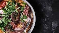 Octopus risotto with fresh herbs