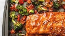 One Pan Baked Teriyaki Salmon and Vegetables