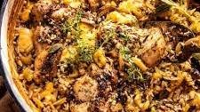 One Pan Roasted Herb Chicken and Wild Rice