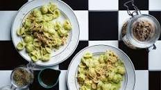 Orecchiette with walnut and pea pesto recipe