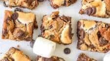 Peanut Butter Marshmallow Blondies with Chocolate Chips