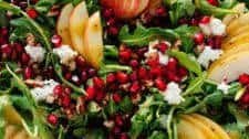 Pomegranate & Pear Green Salad with Ginger Dressing