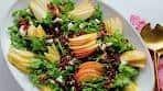 Pomegranate & Pear Green Salad with Ginger Dressing