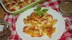 Potatoes with Vienna Sausages and Cheese in the Oven