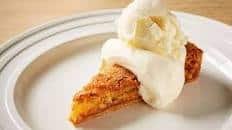 Quince tart with cream and ice cream