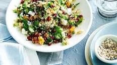 Quinoa salad with pomegranate, pumpkin and ashed goat’s cheese