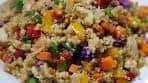 Quinoa stir fry with vegetables and chicken