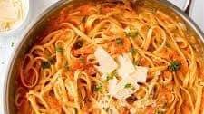 Roasted Garlic and Red Pepper Fettucine Alfredo