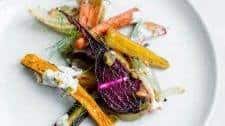 Roasted Root Vegetables with Fennel and Pistachio Yogurt